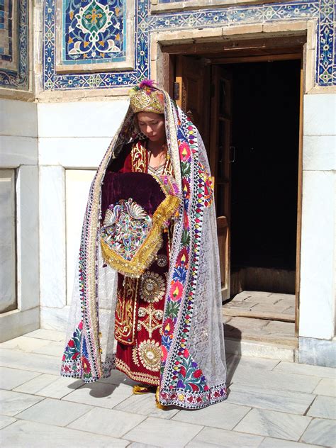 Central Asia Portrait Of An Uzbek Bride Wearing Traditional Clothes