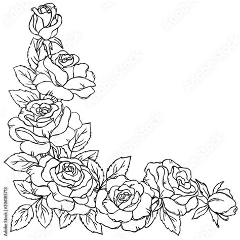 rose corner border designs sketch coloring page