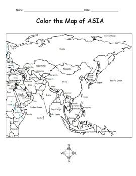 color  map  asia  interactive printables tpt