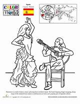 Flamenco Colorear Colouring Spain Feria España Latin Andalucia Hispanic Sevilla Passports sketch template