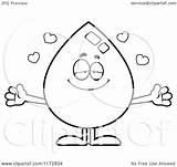 Water Drop Cartoon Clipart Mascot Loving Coloring Outlined Vector Thoman Cory Royalty sketch template