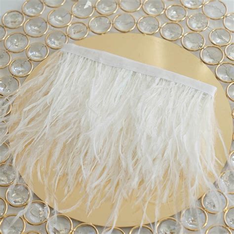 buy 39 white real ostrich feather fringe trims with satin ribbon tape