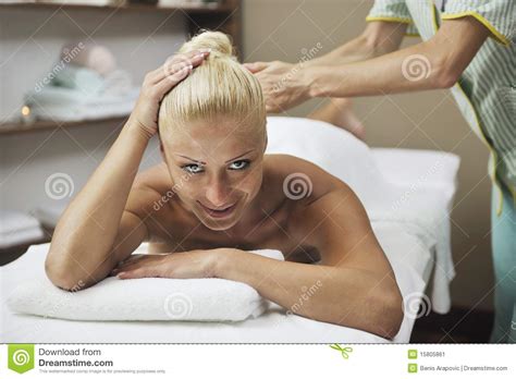 woman at spa and wellness back massage stock image image