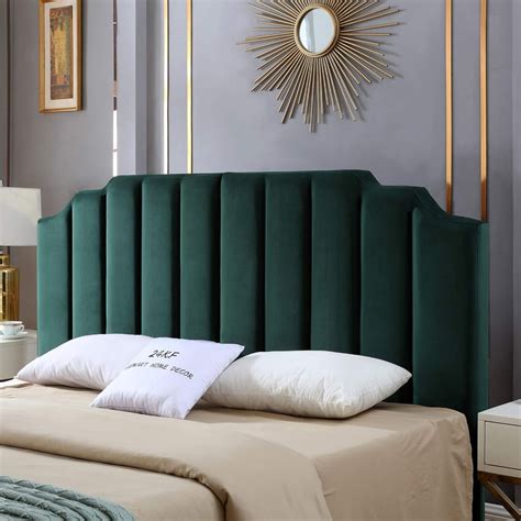 kf velvet upholstered tufted king headboard chic bedroom decor