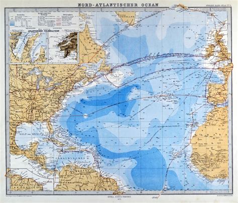 atlantik karte nord atlantischer ocean bis zum aequator mit