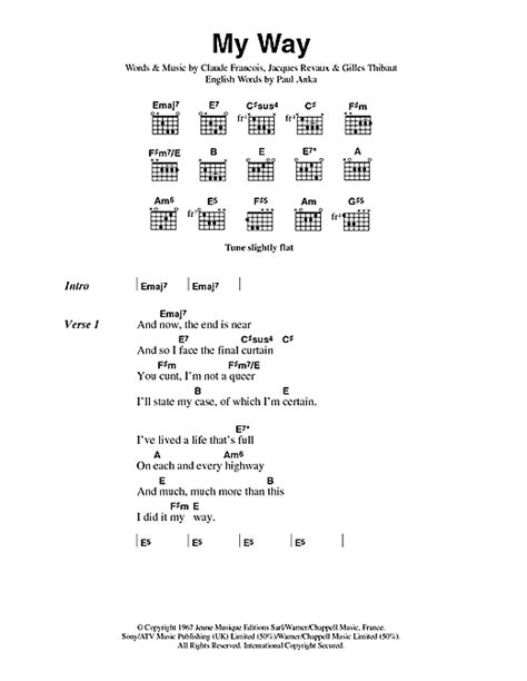 the sex pistols my way sheet music