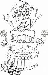 Birthday Coloring Happy Cake Pages Mom Drawing Party Printable Drawings Sheets Rocks Easy These Cards Visit Geburtstag Getdrawings Cakes Choose sketch template