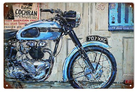 triumph motorcycle nostalgic classic british sign reproduction
