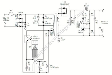 smps ac dc adapter simple circuit diagram
