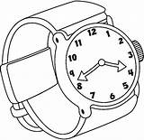 Coloring Reloj Pulsera Relojes Bw sketch template