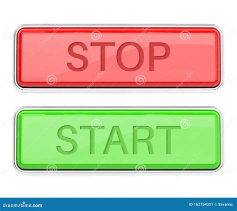 stop  start buttons red  green glass buttons square web icons stock illustration