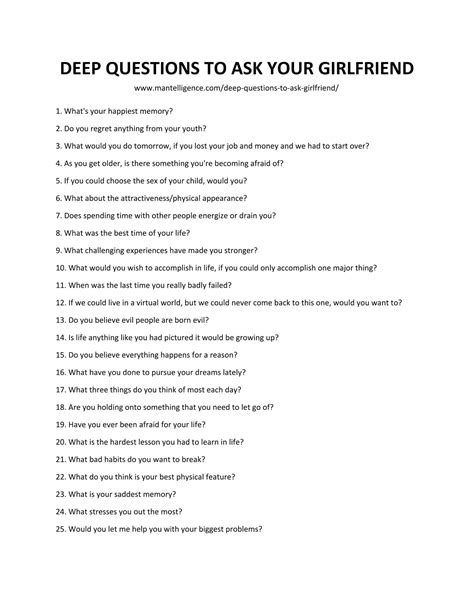 list of deep questions to ask your girlfriend deep questions to ask