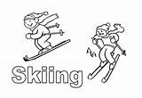 Skiing Drawing People Coloring sketch template