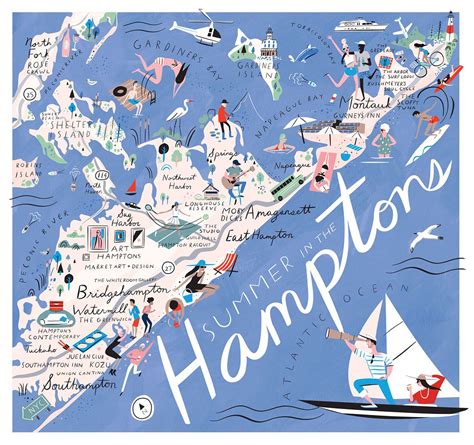 summer   hamptons  behance summer   hamptons  hamptons illustrated map