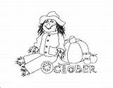 Coloring October Month Printable Pages Calendar sketch template