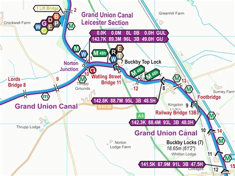 grand union canal map map   world