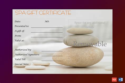 simple day   spa gift certificate template gct