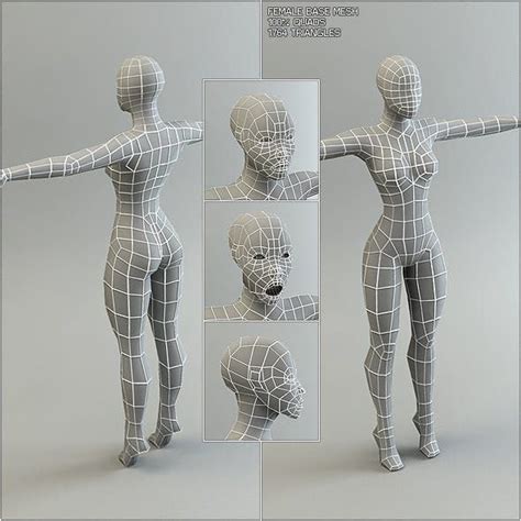 Low Poly Base Mesh Female Female Base 3d Model Character Character