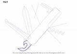 Knife Army Draw Swiss Step Drawing Opener Shown Knives Tutorials Drawingtutorials101 sketch template