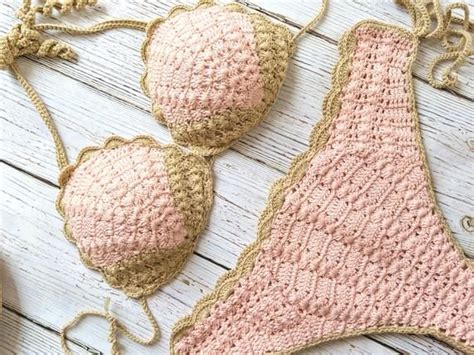 handmade crocheted bikini soft cotton yarn crochet bikini etsy