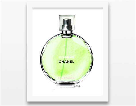coco chanel chance green perfume print wall art
