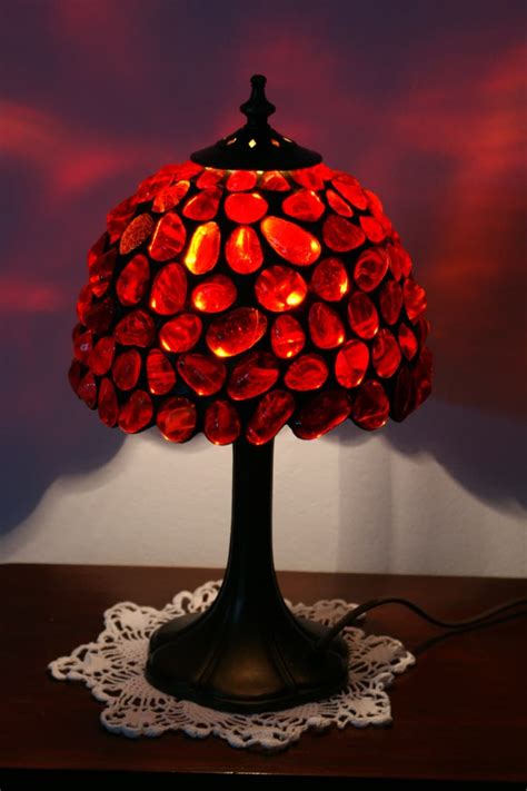 red stained glass lamp tiffany lamp made to order
