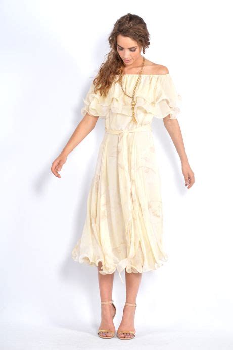 cream ruffle floral silk dress circa  thriftwares dresses silk floral dress silk dress