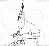 Chubby Dunce Wearing Hat Illustration Business Man Stool Sitting Royalty Djart Clipart Cartoon Vector Clip sketch template