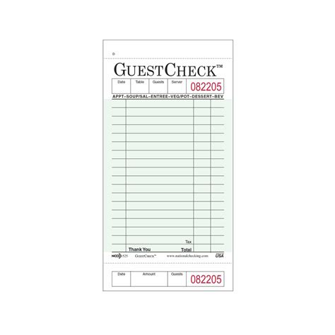 medium single copy cardboard guest check national checking