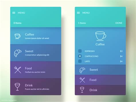 menu interface app ui design app design mobile app design