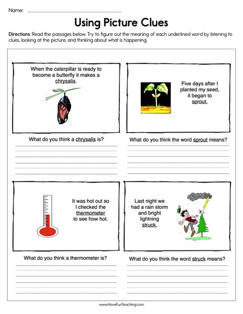 picture clues worksheet  fun teaching  fun teaching