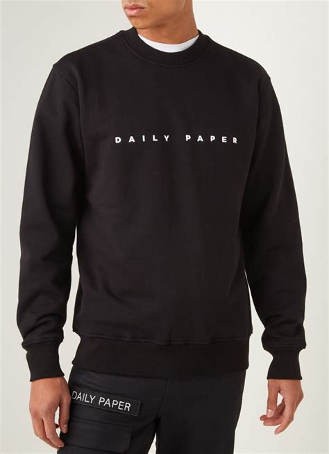 daily paper alias sweater met logoborduring zwart de bijenkorf