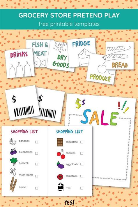 grocery store pretend play printables     grocery