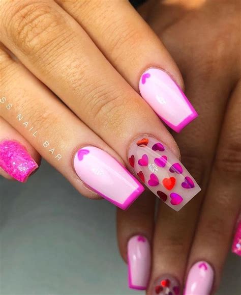hot acrylic pink coffin nails design  valentines nails fashionsum