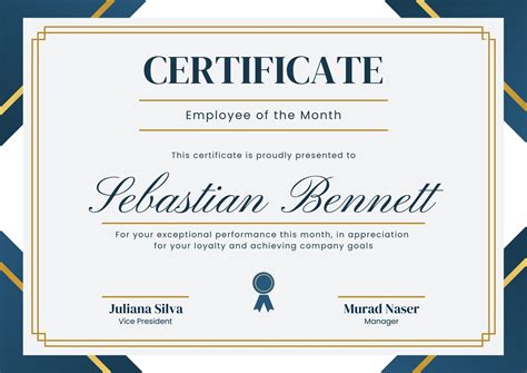 printable employee   month certificate templates canva vlr