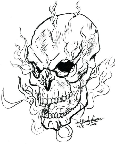 flaming skull coloring pages  getdrawings
