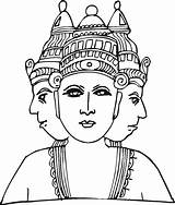 Hindu Three Coloring Heads Deity Pages Supercoloring Hinduism Categories Clipart sketch template