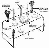 Altar Communion Holy Eucharist Jesus Catechism Religiosa Cross Malvorlagen Objetos Colorare Disegni Sacrifice Liturgicos Churches Religious Baptist Spreadjesus Alter Participate sketch template