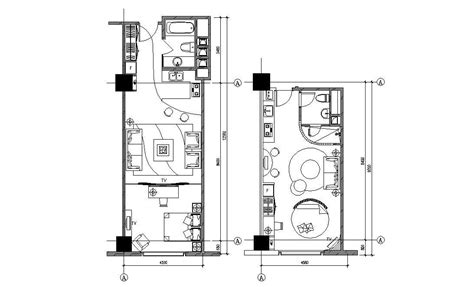 fully furnished studio apartment plan autocad file cadbull
