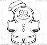 Santa Christmas Gingerbread Cartoon Hat Mascot Wearing Woman Coloring Clipart Cory Thoman Outlined Vector 2021 sketch template
