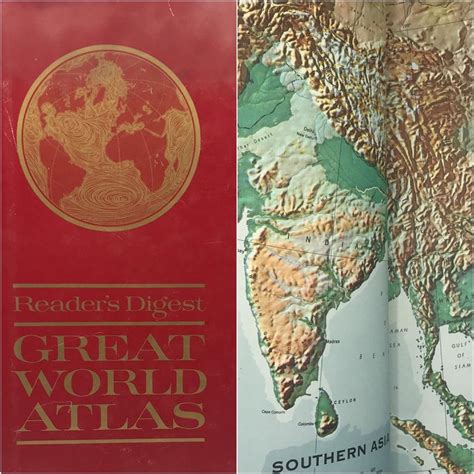 vintage  atlas book readers digest great world etsy