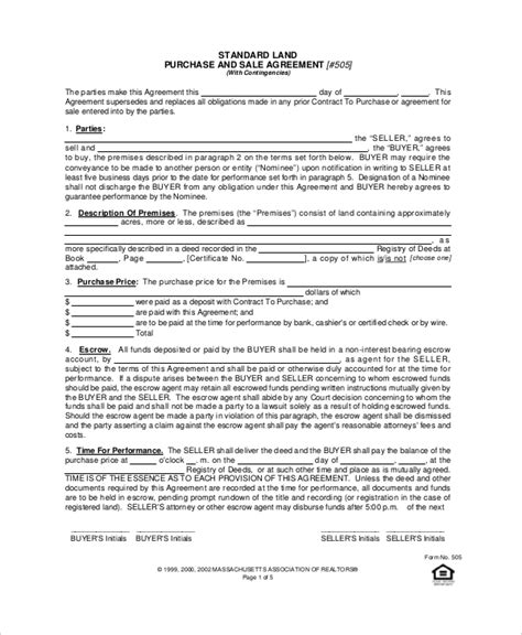 sample purchase agreement forms  ms word  pages