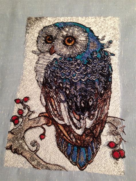 owl photo stitch  embroidery design  photo stitch machine