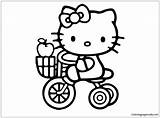 Kitty Coloring Hello Pages Riding Cycle Cycling Cartoons Getcolorings Printable sketch template