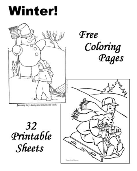 winter coloring sheets  pictures