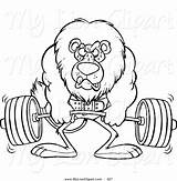 Coloring Gym Fitness Drawing Cartoon Lion Weightlifting Clipart Pages Bodybuilder Strong Cat Lifting Weight Big Lineart Line Getdrawings Ron Leishman sketch template