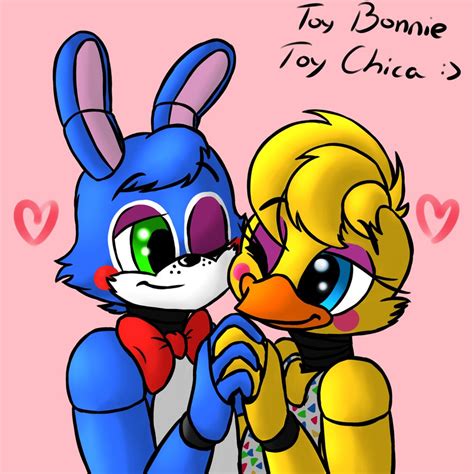 toy bonnie x toy chica by purplemonstereyj on deviantart toy chica fnaf toys five nights