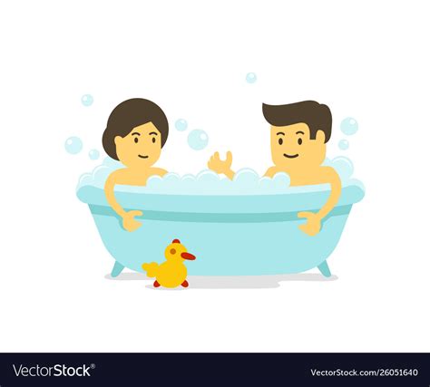A Man And Woman Takes Bath Together Shower Vector Image