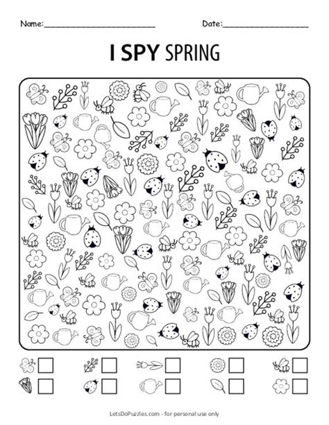 printable  spy spring activity  kids