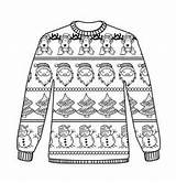 Christmas Sweater Ugly Coloring Sheets Colouring Pages Jumper Template Jumpers Xmas Sweaters Sheet Color Clip Drawing Fashion Printables Winter Kids sketch template